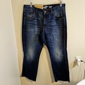 NWT Wrangler Retro Relaxed Boot Dark Blue Western Jeans Men's Size W35 L…
